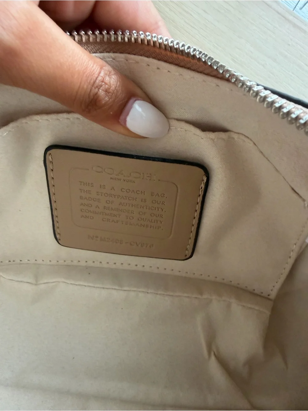 Coach Beige Signature Canvas Mini Shoulder Bag with Silver Hardware